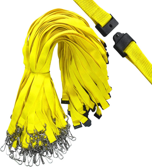 33 Pcs Breakaway Lanyards with Swivel J Hook Premium Bulk Flat Safety Lanyards for ID Badges, Schools, Students, Coaches, Festivals, Volunteers and Team Activities (Yellow)