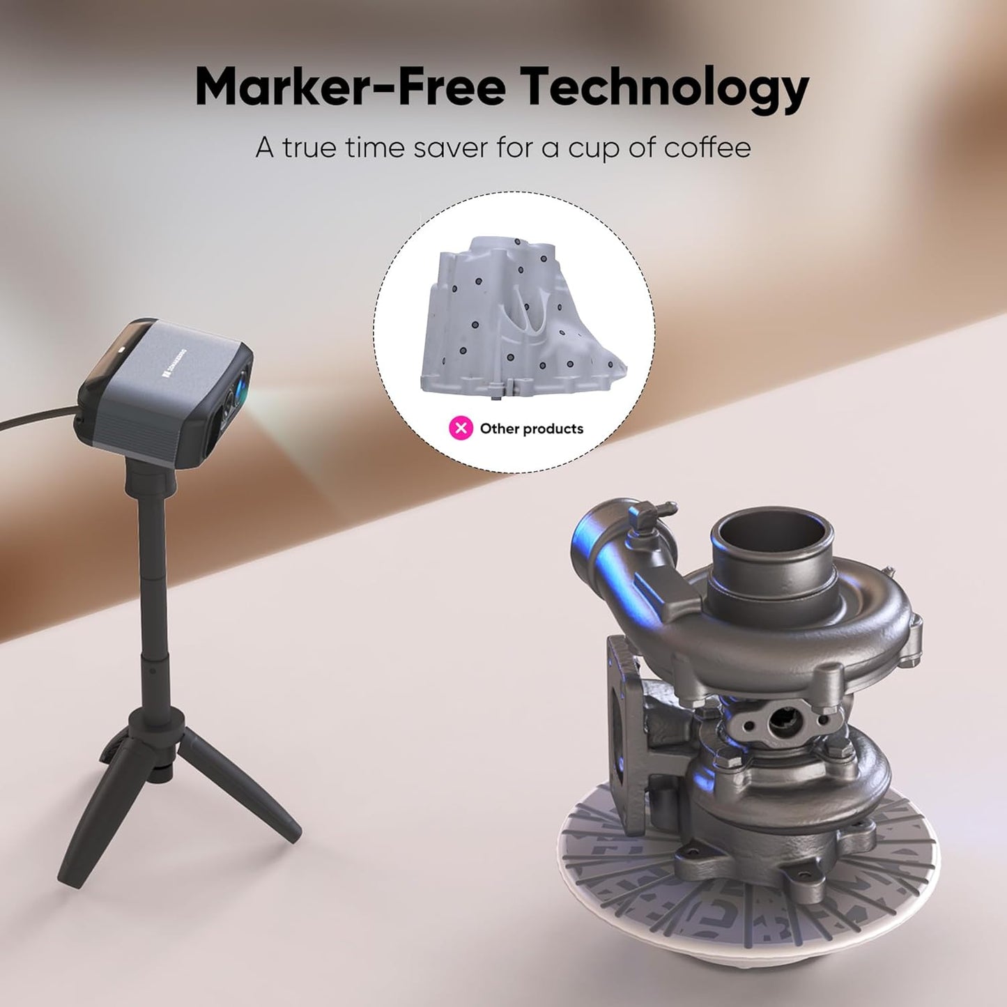 3D Scanner for 3D Printing, Handheld 3D Printer Scanner 0.05mm Precision, 10FPS Scanning Speed for Medium Object, Support for Android/iOS/Win/MacOS, Moose Lite Advanced
