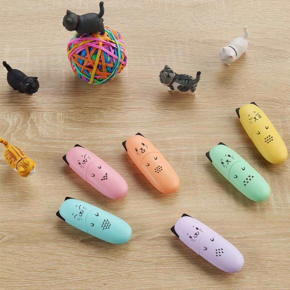 2 Packs Cute Animal Design Mini Highlighter Pen Assorted Colors Chisel Tip Gift Pastel Color Highlighter Marker…