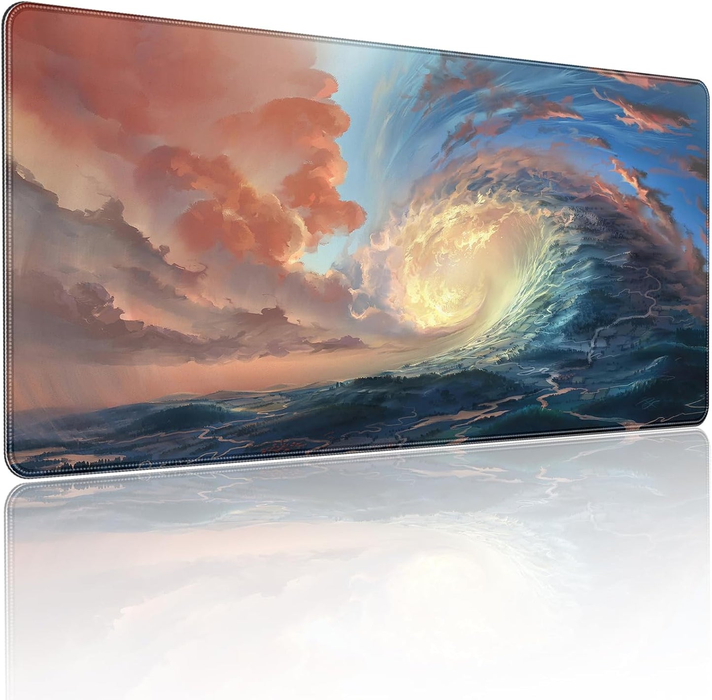 35.4 x 15.7 inches, Large Desktop Mouse pad, Keyboard and Mouse Pads for Work and Home Computers, and Large Laptop Mouse mat，Waves and Sunsets