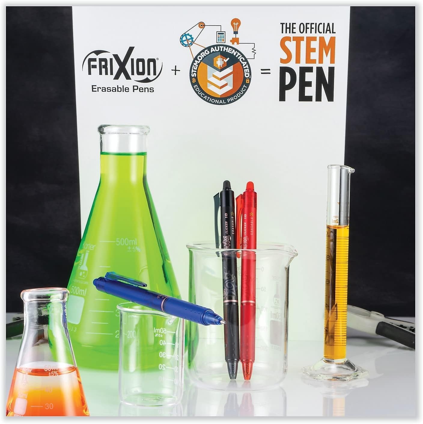 FriXion Clicker Retractable Erasable Gel Pen, Red, Bold Point, 3-pk; Bundle with Plastic Reusable Pouch