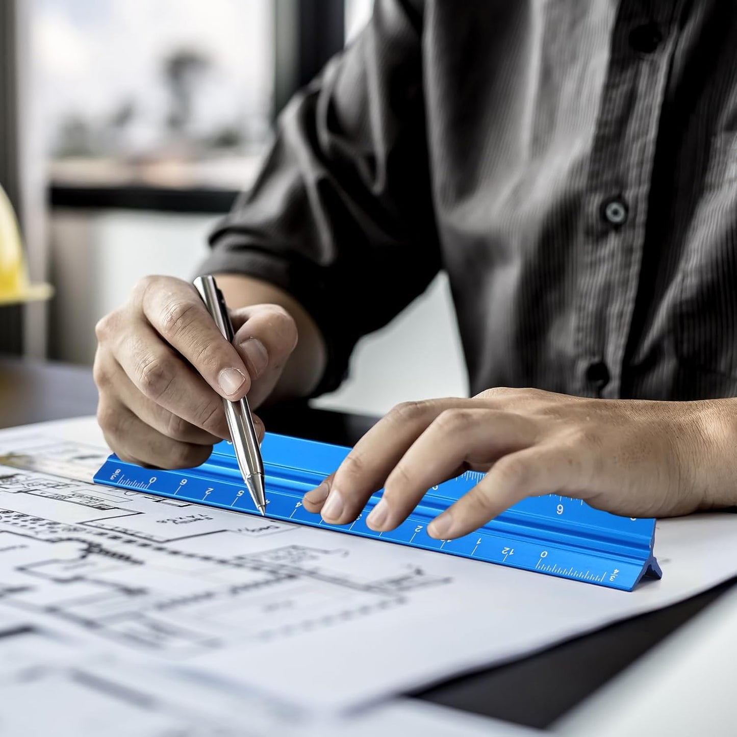 Fumete 12 Pack 6 Inch Architectural Engineering Scale Rulers Small Scale Ruler Pocket Size Scale Ruler Construction Rulers Imperial Measurements for Architects Engineering, Draftsman Drawing(Blue)