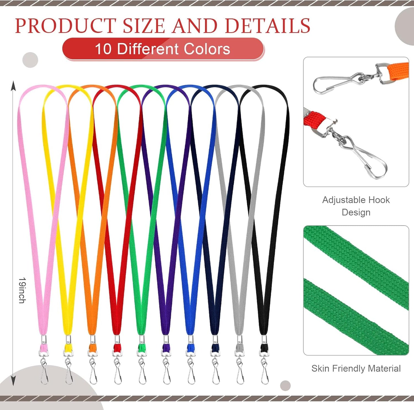 500 Pack Bulk Lanyards for ID Name Badges Holder Flat Lanyards with Hook Clip Swivel for Office School Accessories (Multi Colors)