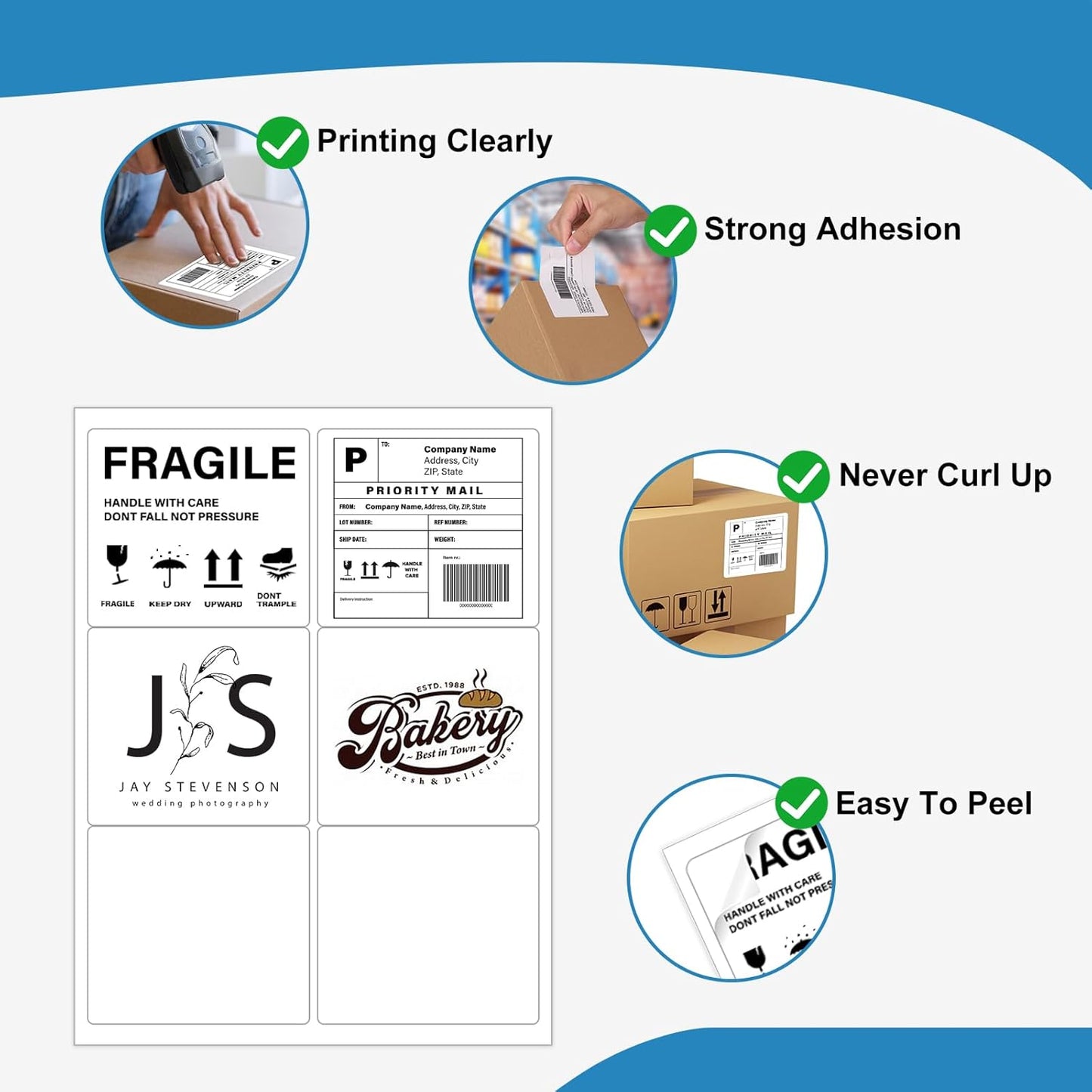 Printable Shipping Labels 3-1/3" x 4", White, 300 Labels (50 Sheets)