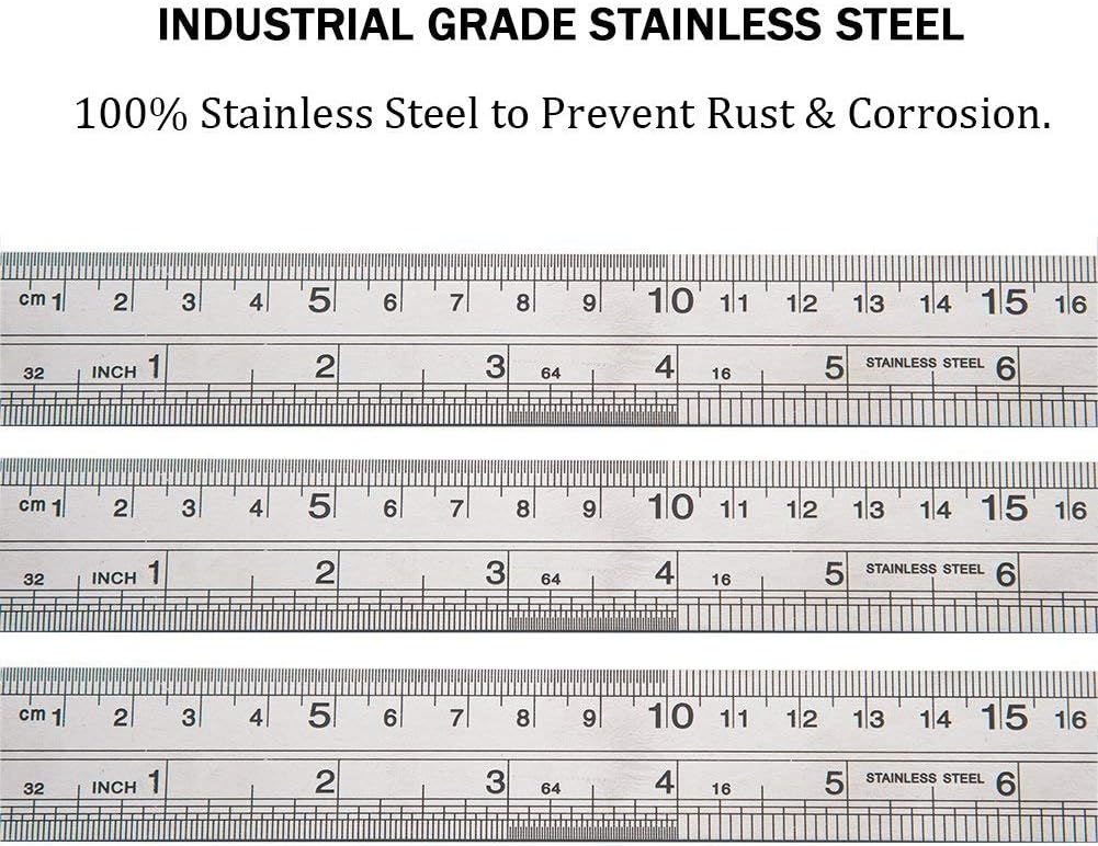 ZZTX Ruler Metal Straight Edge Stainless Steel Ruler 12 Inch Ruler Set Rulers Bulk 12 Pack