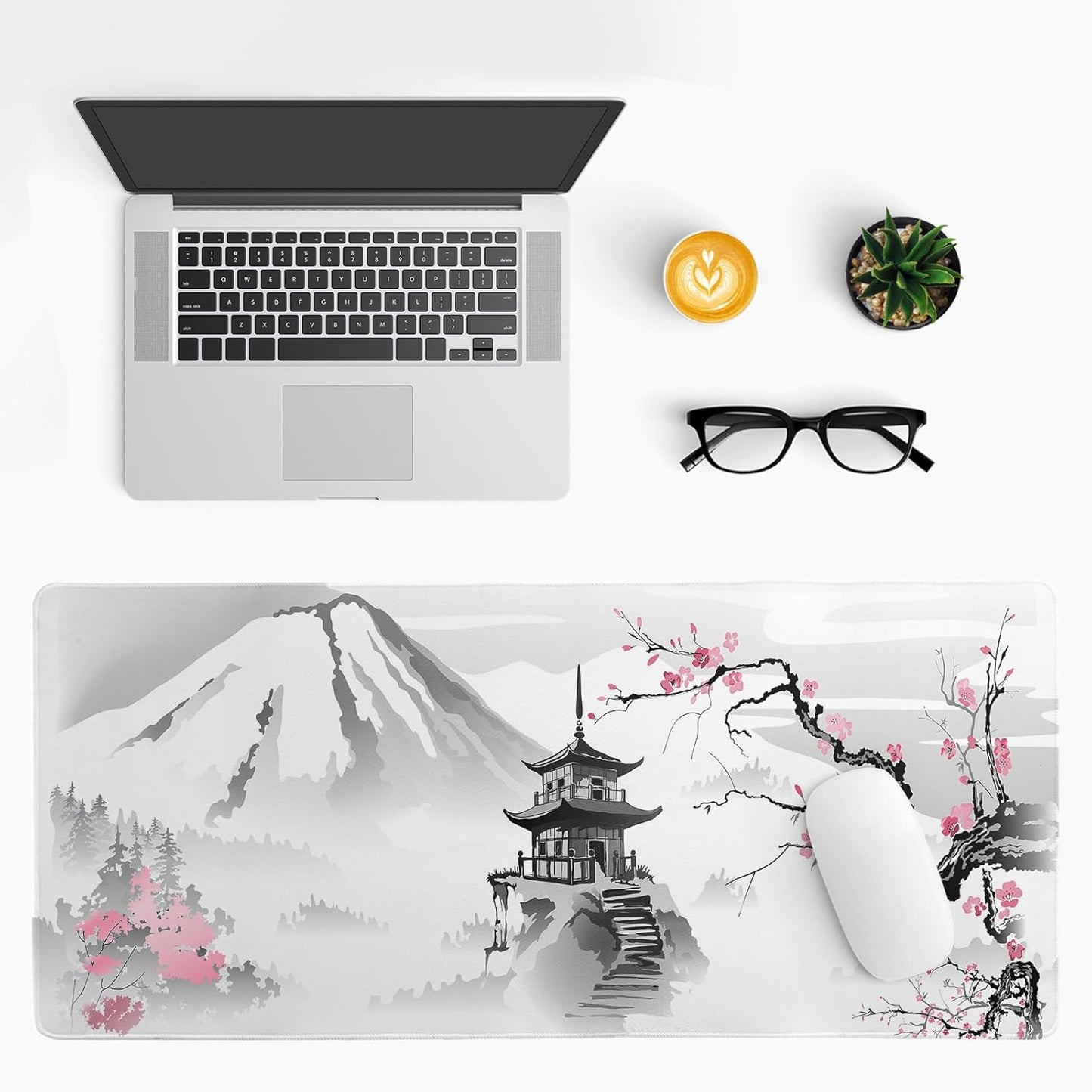 Desk Mat, Anime Desk Pad Mat, Desk Matt for Desktop, XL Large Mouse Pad for Desk, Anti-Slip Big Mousepad with Stitched Edges, Keyboard Pad Mouse Mat for Gaming and Office (Cherry Blossom 6)