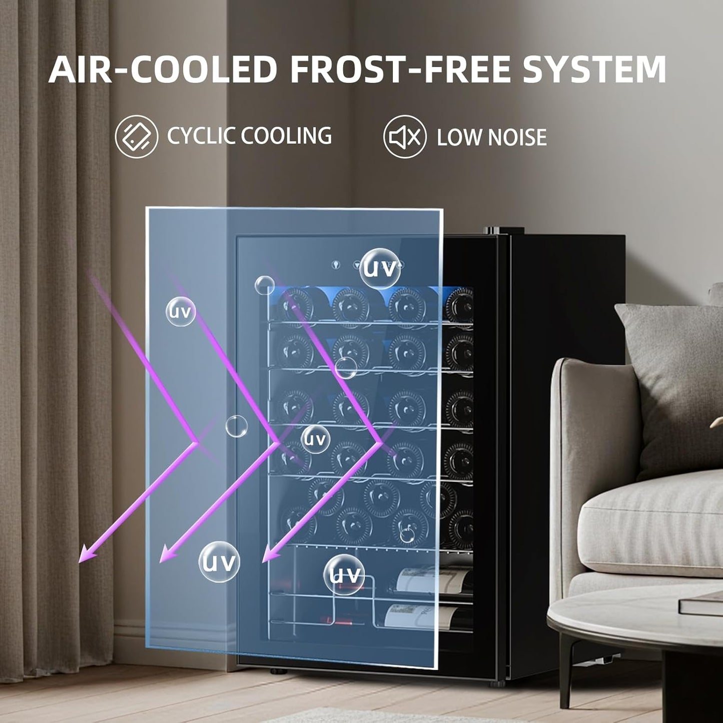 Antarctic Star Wine Cooler Refrigerator, Freestanding Wine Fridge with Adjust Temperature（32°F- 61°F）, 4.5 Cu.Ft Mini Fridge for home/bar/office, Black