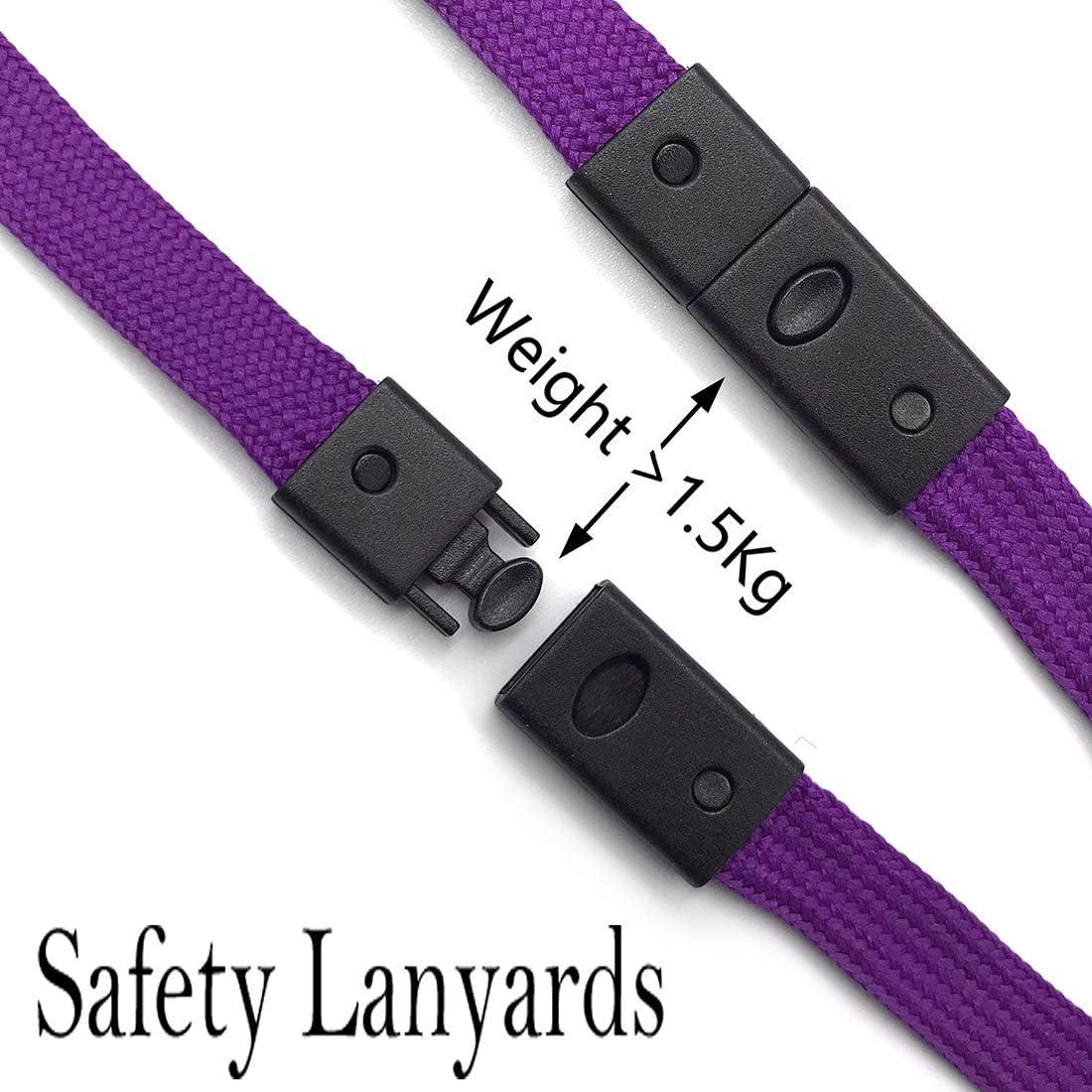 Bird Fiy Lanyards Breakaway Bulk Black Lanyards Neck Flat Safety Badge Lanyard Bulldog Clip (Purple, 25 PCS)