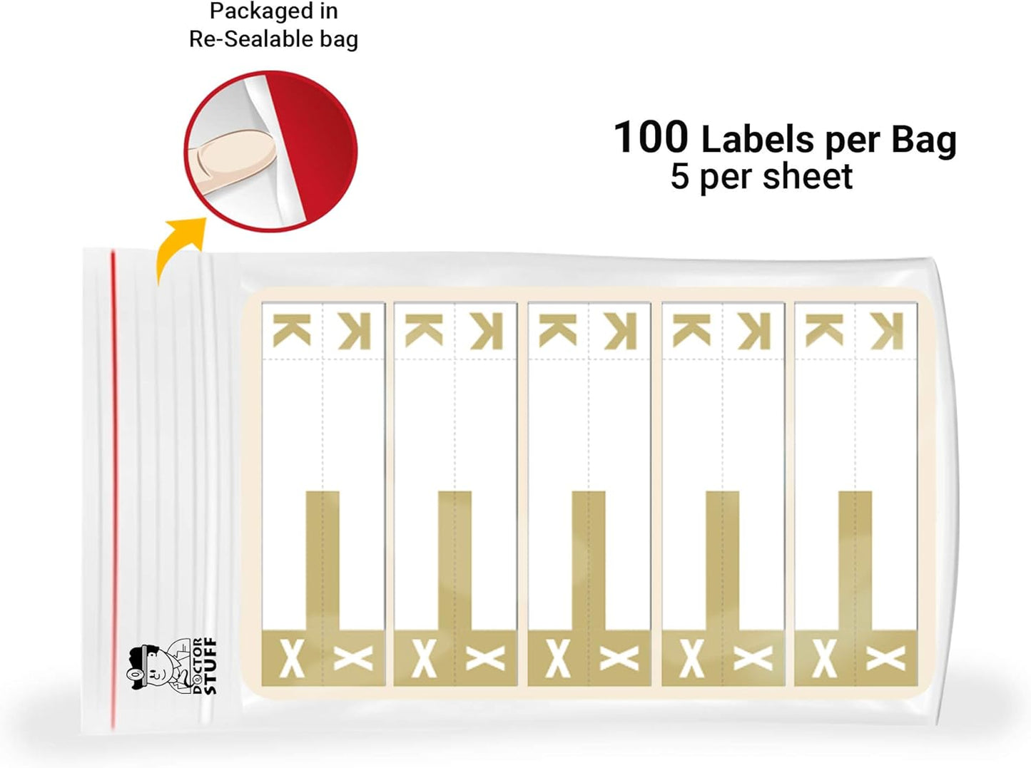 Doctor Stuff - File Folder Labels, Alphabet Letters, K/X, Compatible with Smead NCC - SNCC Series Alpha Stickers Light Brown, 1-5/32" x 3-5/8, 100/Package