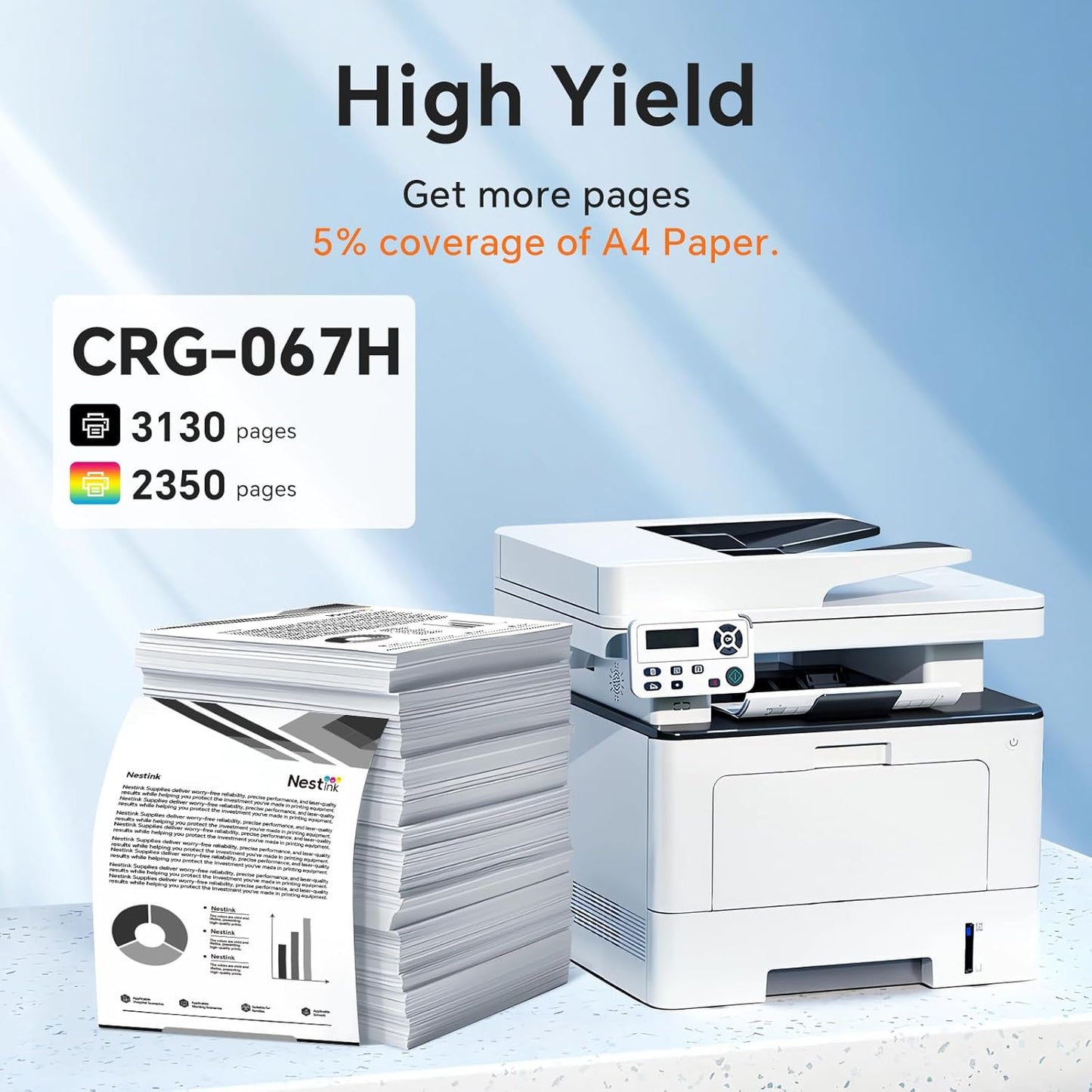 CRG 067H CRG-067 Toner Cartridge Set Replacement for Compatible Canon 067H Compatible for Color ImageClass MF656Cdw LBP632Cdw MF654Cdw MF653Cdw LBP633Cdw Printer (5 Pack)