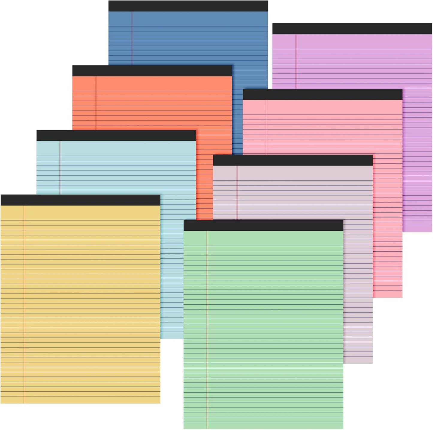 Fuutreo 8 Pcs 8.5'' x 11'' Colored Legal Pad Writing Pads Narrow Ruled 50 Sheets Per Notepad Perforated Writing Notepad Office Supplies for College Office Business (Candy Color)