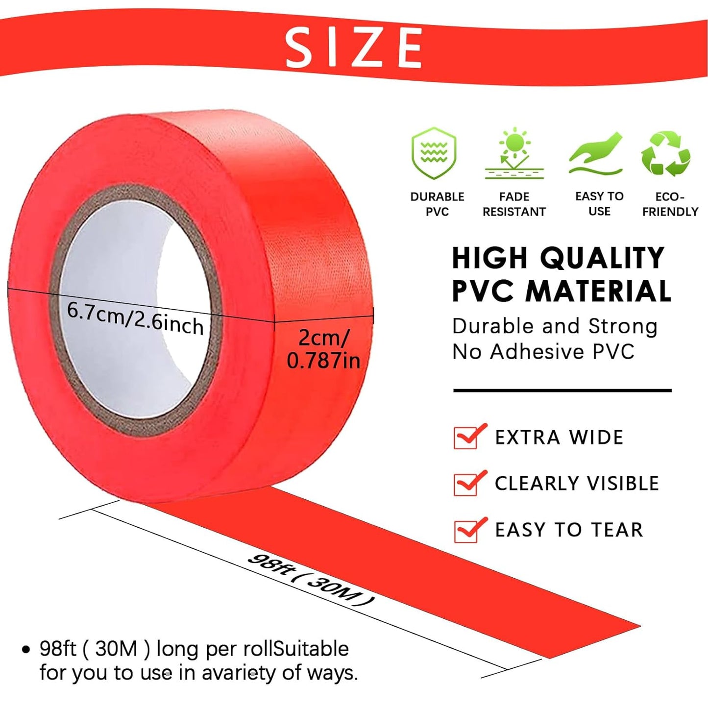 5 Pack Orange Flagging Tape, Non-Adhesive Plastic Ribbon Neon Marking Roll, 0.78"*500ft, Marking Tape for Tree Marking, Hunting, Boundaries and Hazardous Areas,Trail Marking