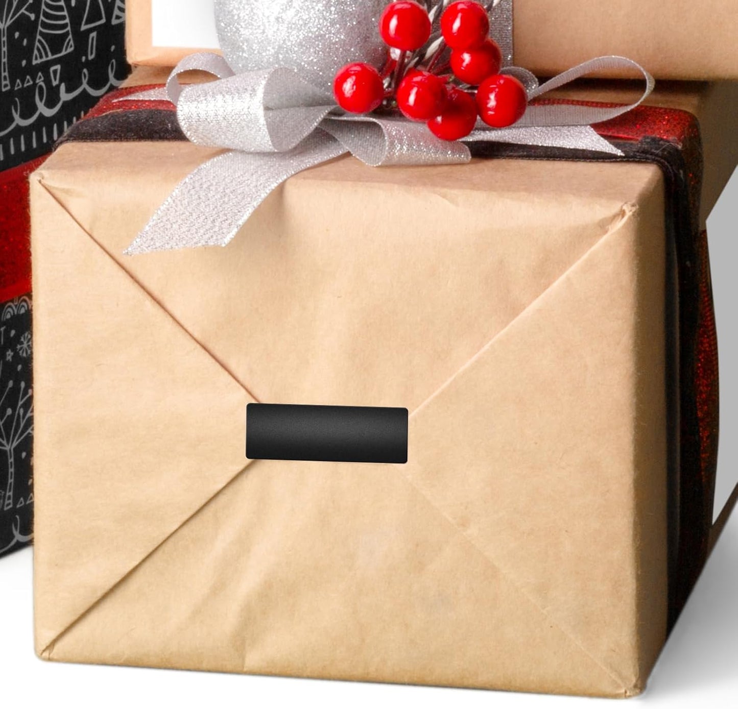 Black Rectangle Stickers 2 x 1 Inch Color Coding Labels Vinyl Roll Self-Adhesive Waterproof Removable 500 PCS