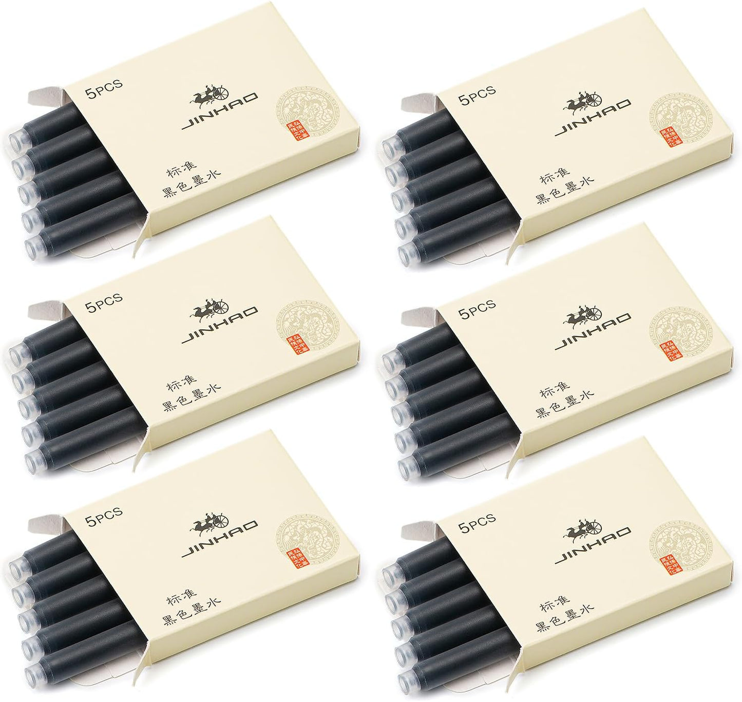 Jinhao Fountain Pen Black Ink Cartridge International Standard 2.6mm Bore Diameter Ink Refill Set of 30 PCS