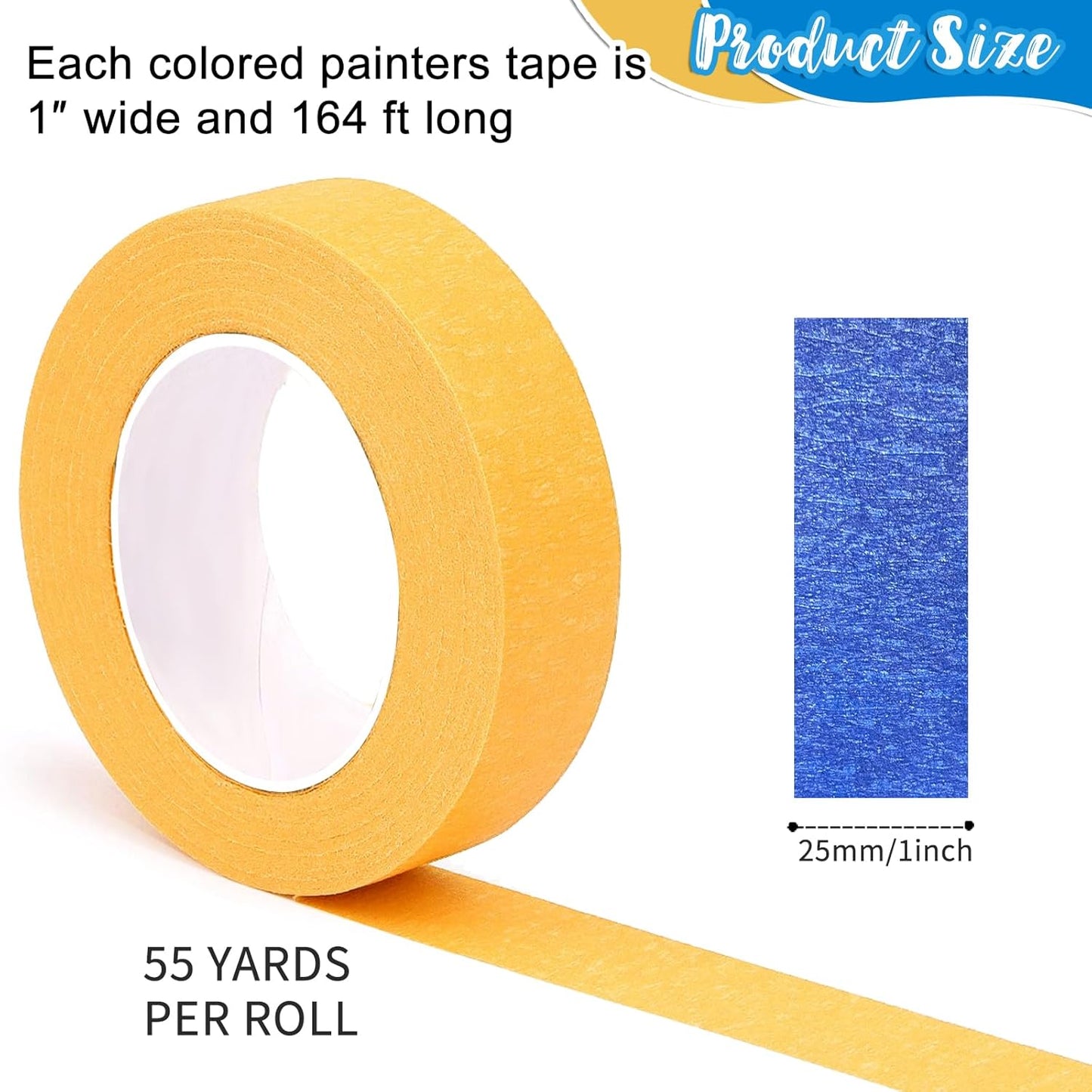 Colored Masking Tape 1 Inch Wide - 8 Rolls Colorful Masking Tape - 1312 Feet x 1 Inch Painters Tape - Vibrant Rainbow Colored Teachers Tape - Great for Art, Labeling & Classroom Decorations
