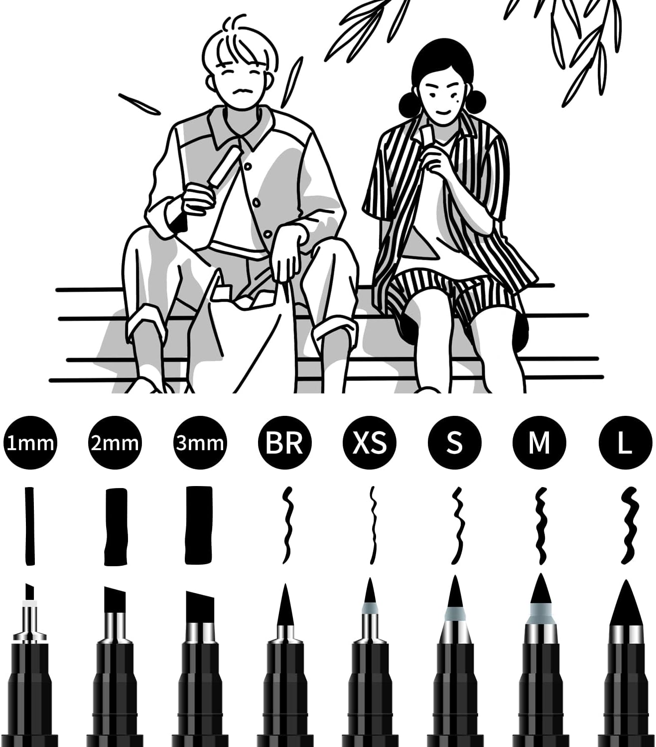 Calligraphy Pens,8 Size Calligraphy Pens for Writing,Brush Pens Calligraphy Set for Beginners, Hand Lettering Pens