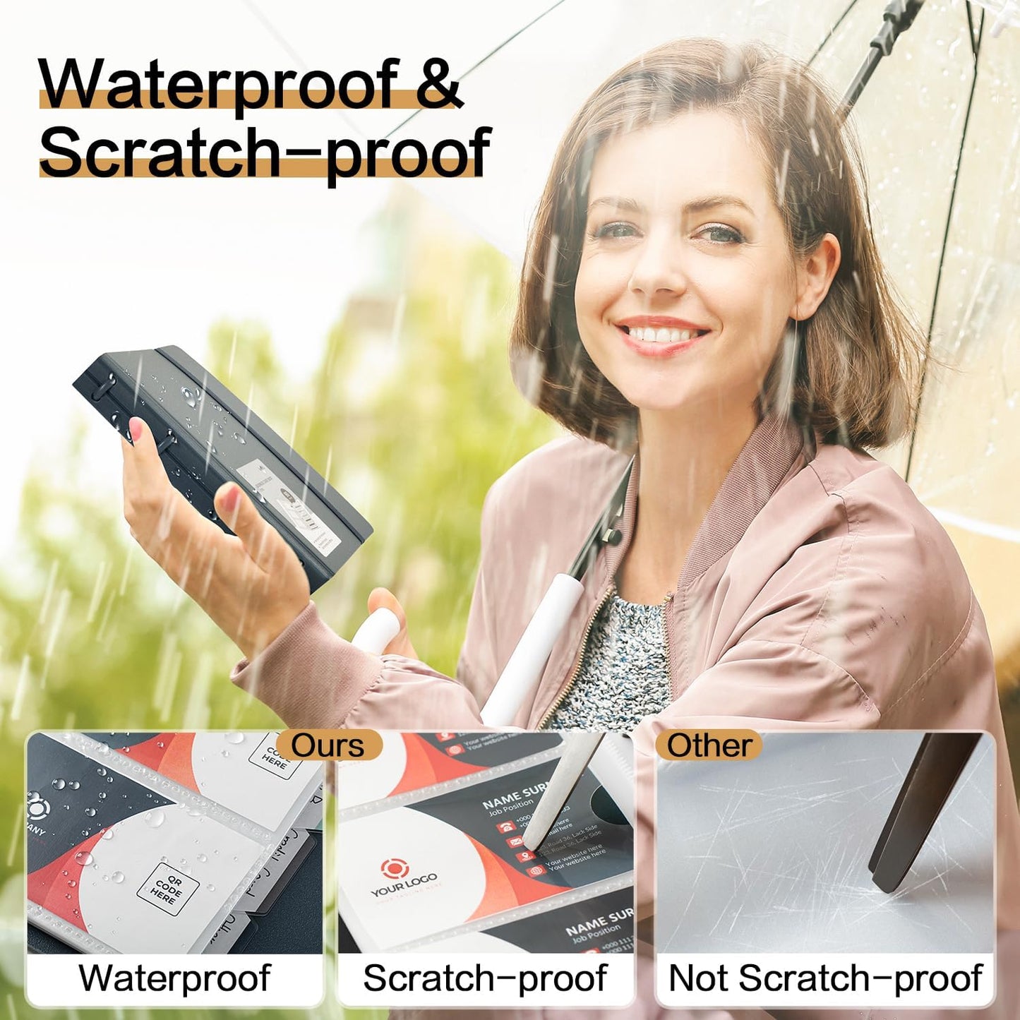 deli Business Card Book Holder, Business Card Organizer, Name Card Book Holder, Portable Office Business Card Holder, Hold 180 Cards, Blue