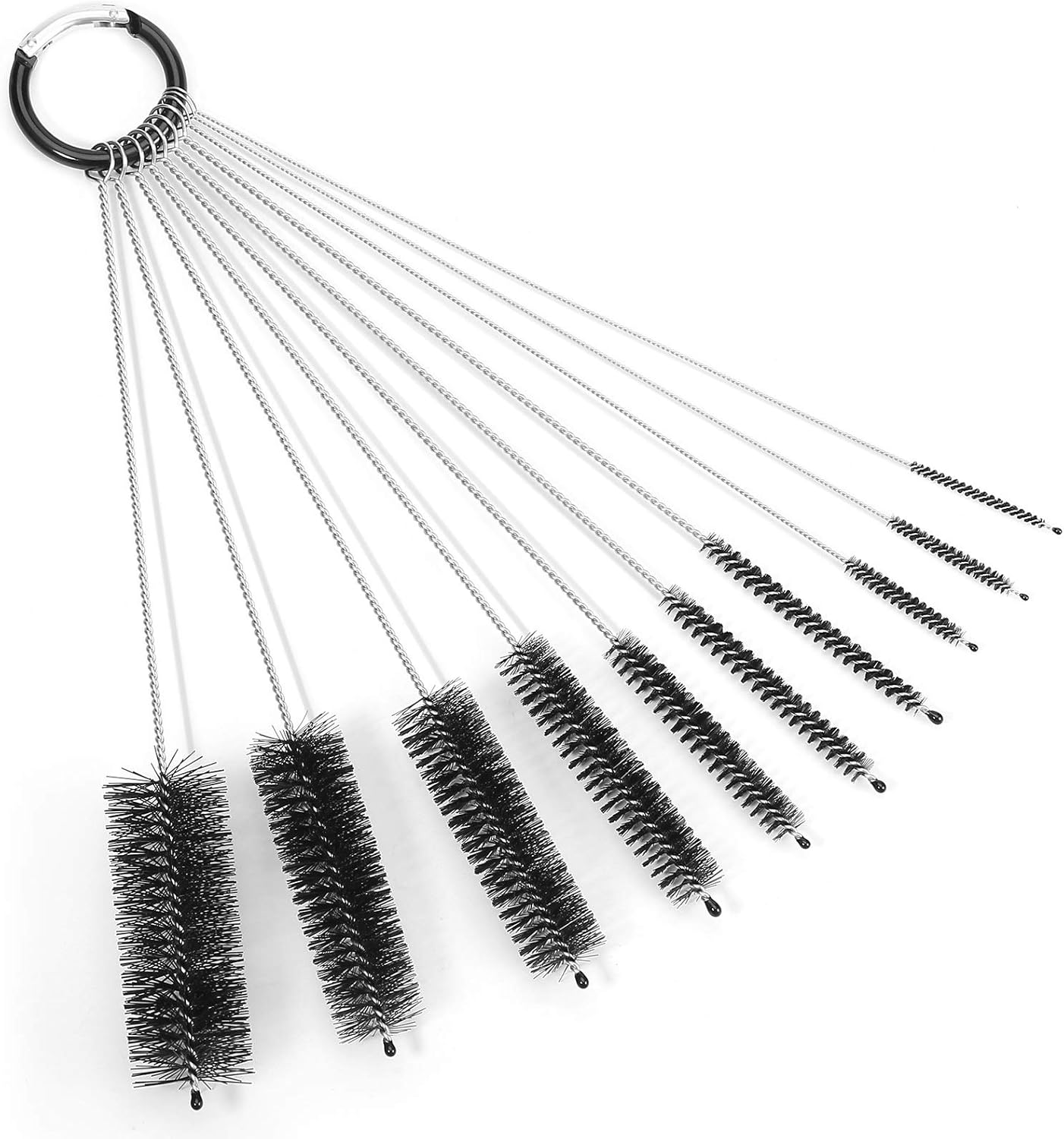 8.2 Inches Nylon Tube Brush Set, Nylon Bottle Cleaning Brush Set, 10 Pieces Variety Pack for Glasses Drinking Straws, Keyboards, Jewelry Cleaning, Antistatic Brushes, Pipe Brushes (Set of 10)