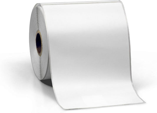 4" X 6" Direct Thermal Perforated Stickers Labels for Shipping Labels, Inventory, and Color Coding - Compatible with Zebra, Rollo, Godex and More (White, 1 Roll)