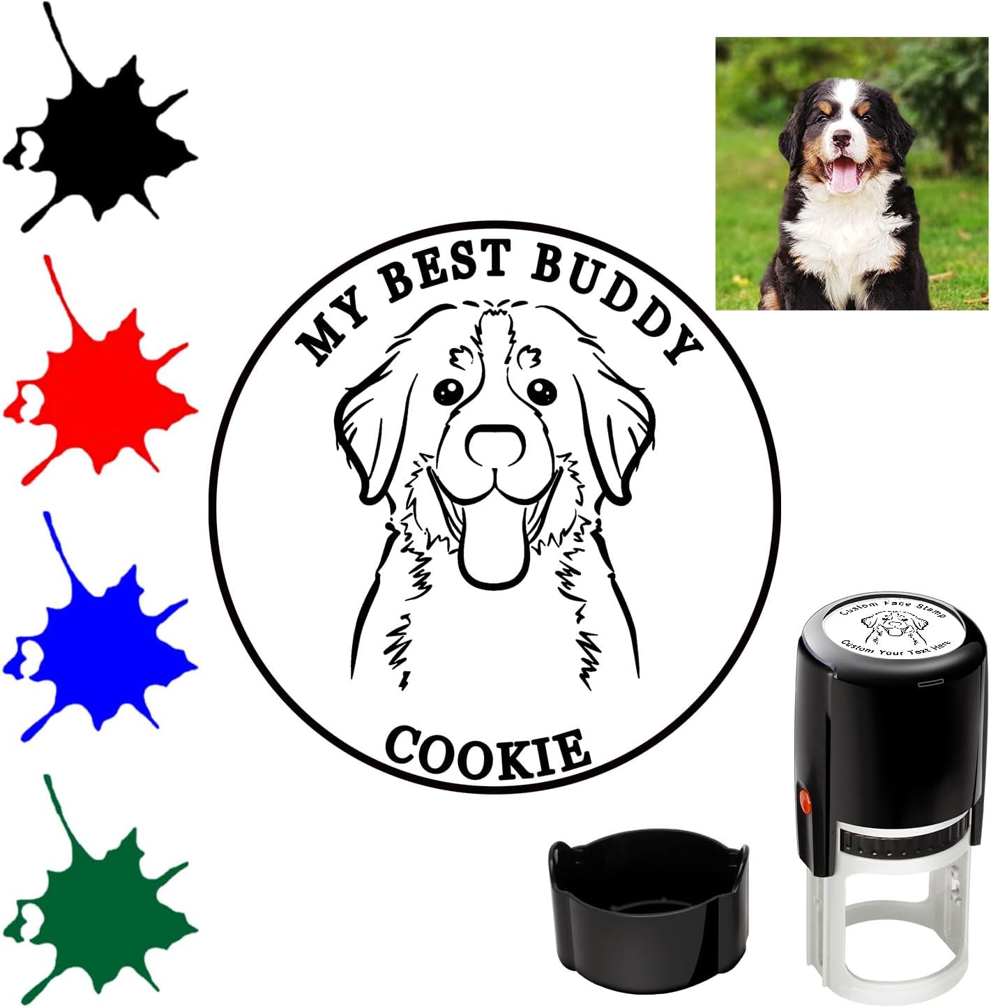 Custom Face Photo Stamp Personalized Self-Inking Portrait Rubber Stamps Customized Name Logo Return Address Approved Stamp Label Stamping Supplies Office Business Funny Gifts for Pets Teacher Face