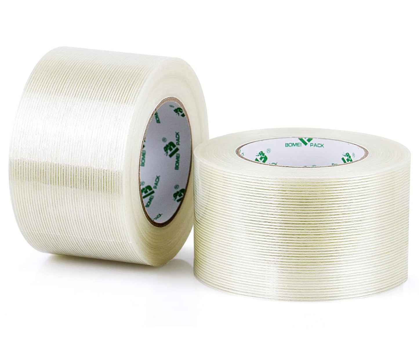 BOMEI PACK Strapping Tape 3 Inch, Heavy Duty Fiber Reinforced Packing Tape, 60yds 5.9Mil, Total 120yds