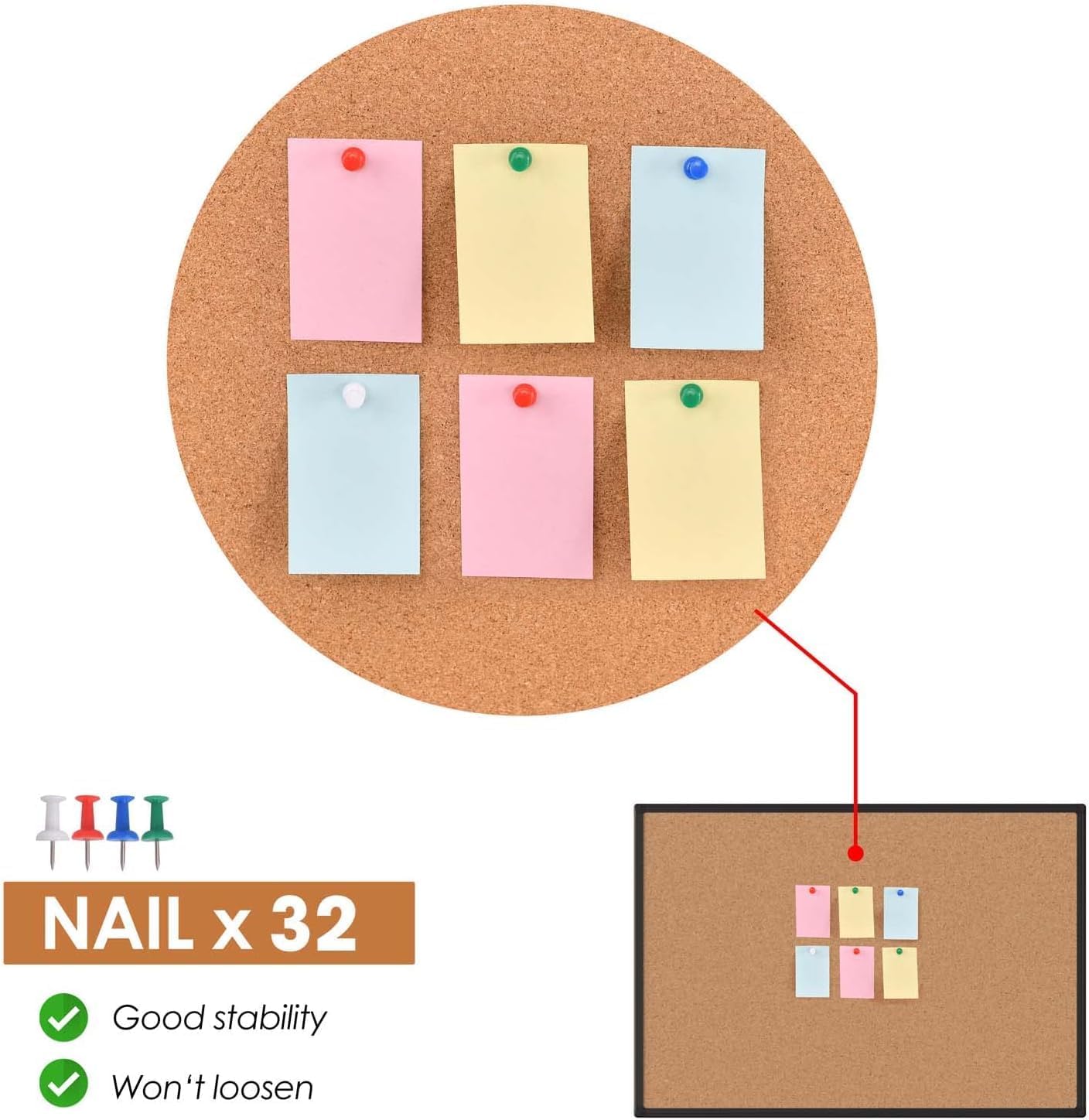 Board2by 2-Pack Cork Board Bulletin Board 24 x 36, Black Aluminium Framed 2 x 3 Corkboard, Office Board for Wall Cork, Large Wall Mounted Notice Pin Board with 32 Push Pins for School, Home & Office