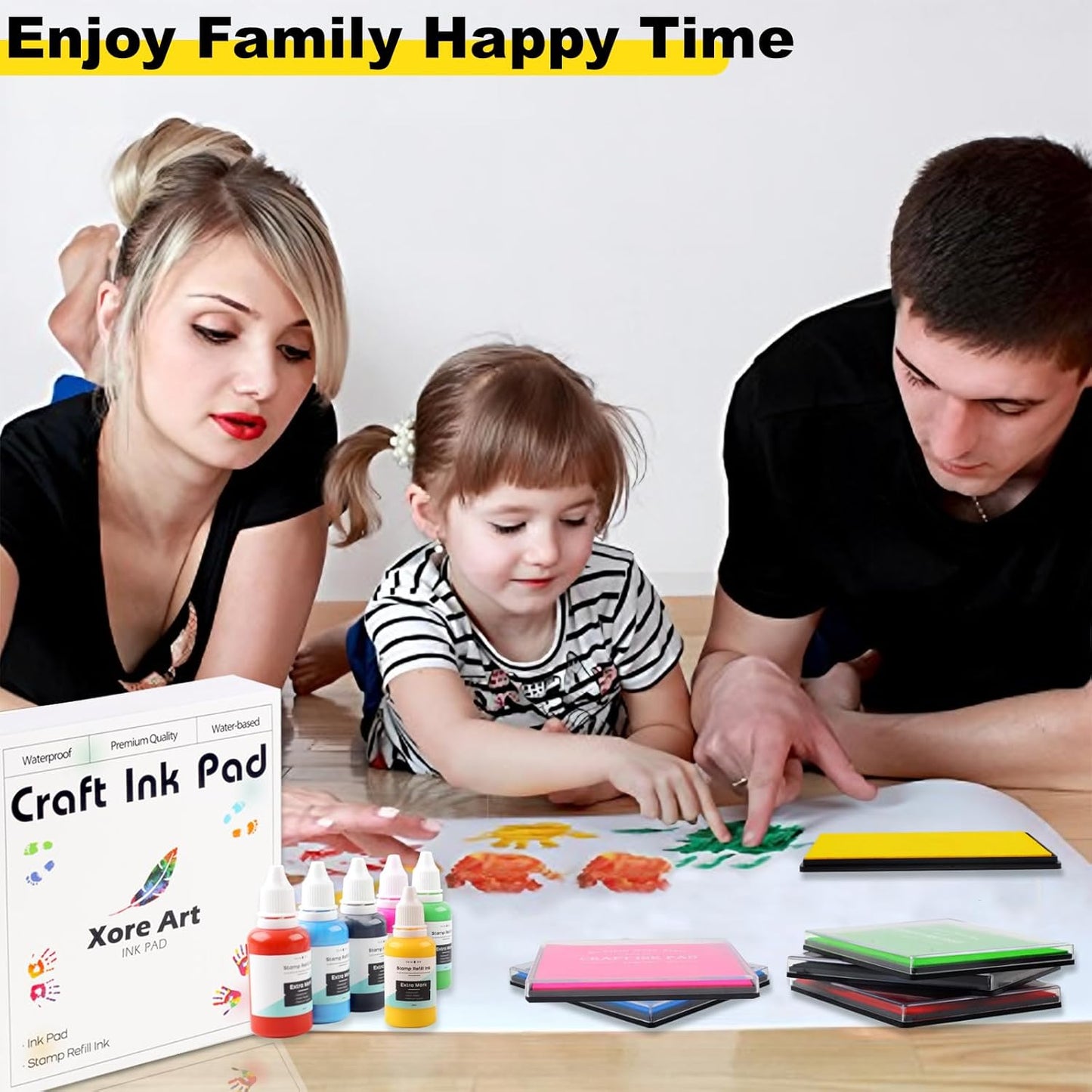 5"x4'' Large Ink Pad Washable Stamp Ink Pad for Baby Footprint Handprint with 30ml Premium Refill Ink (Red)