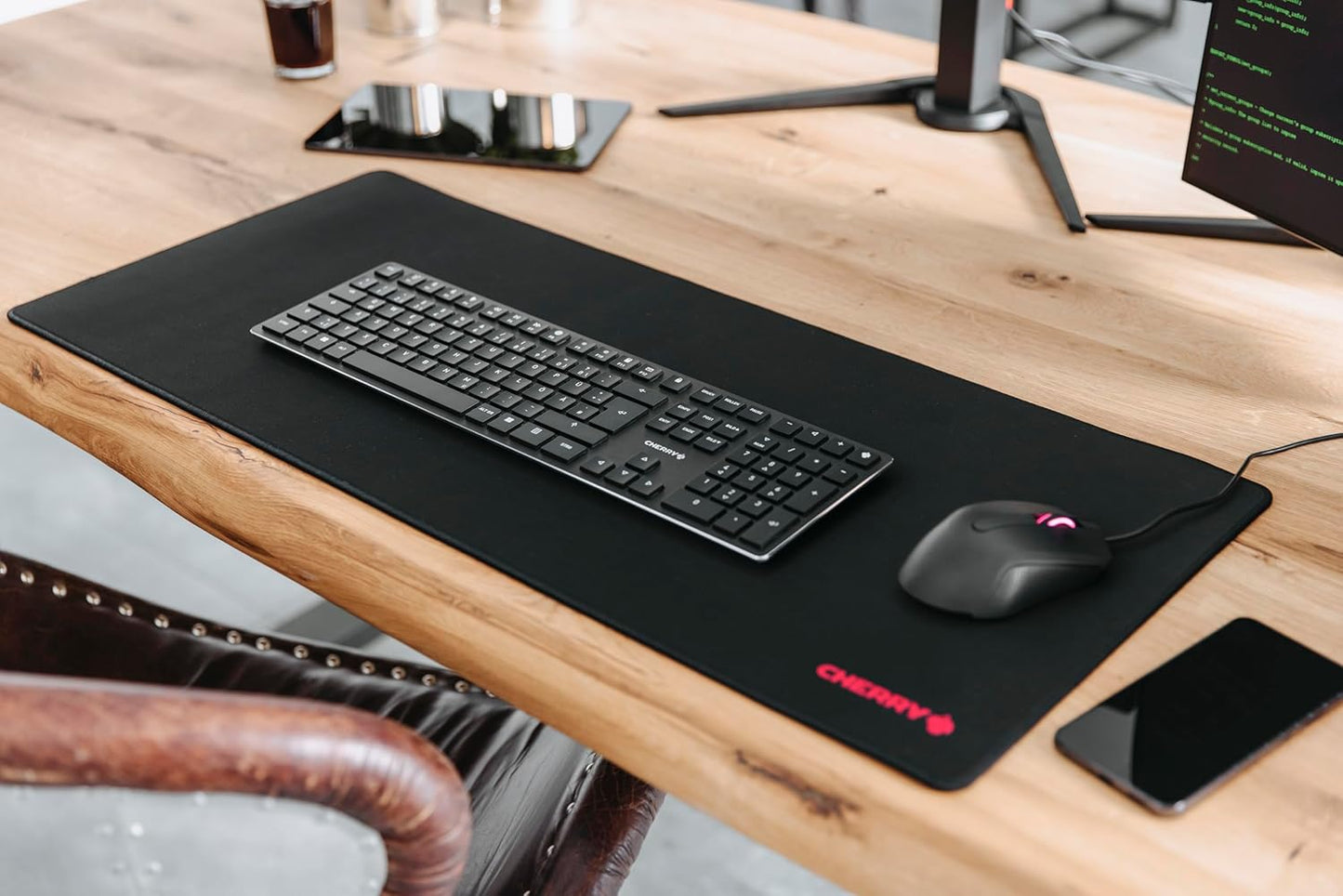 Cherry MP 2000 Premium Mousepad XXL. Waterproof for Home Office or Gaming. Large Anti-Slip Desk Mat. Easy Roll Up for Transport. 31x13 in
