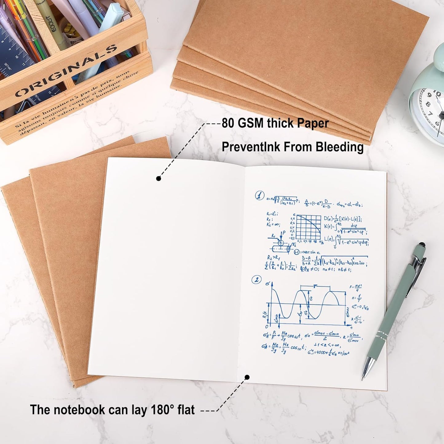 EOOUT 24 Pack Blank Kraft Notebooks, A5 Journals Notebook Bulk, Unlined Paper Sketchbooks, 8.3x5.5in 60 Pages Travel Journal Set for Journaling, Student, Kids, Writing