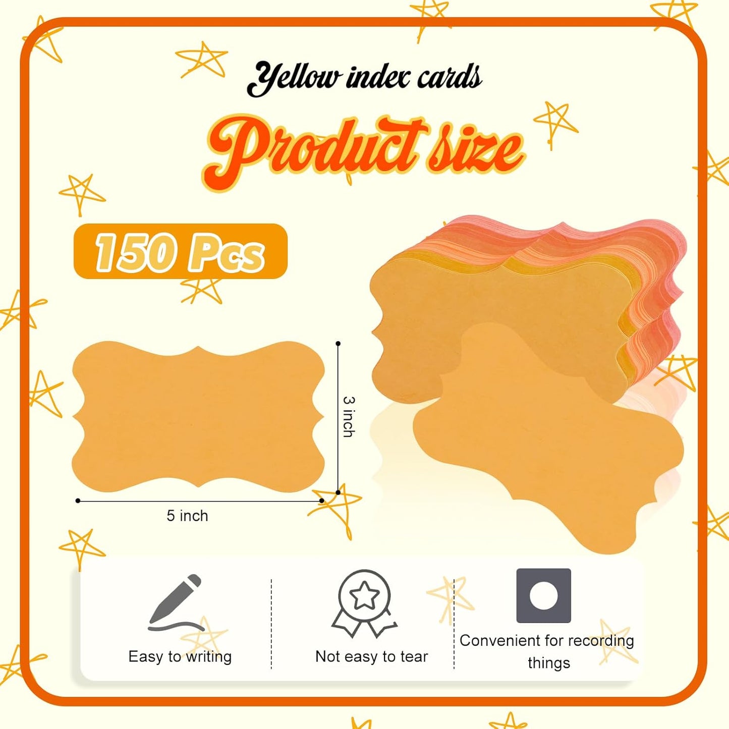 150 Pack Orange Blank Index Cards Study Flash Cards Colored Cardstock 3 x 5 Heavy Notecards Mini Greeting Cards Business Message Cards For Learning School Art Craft Office Supplies