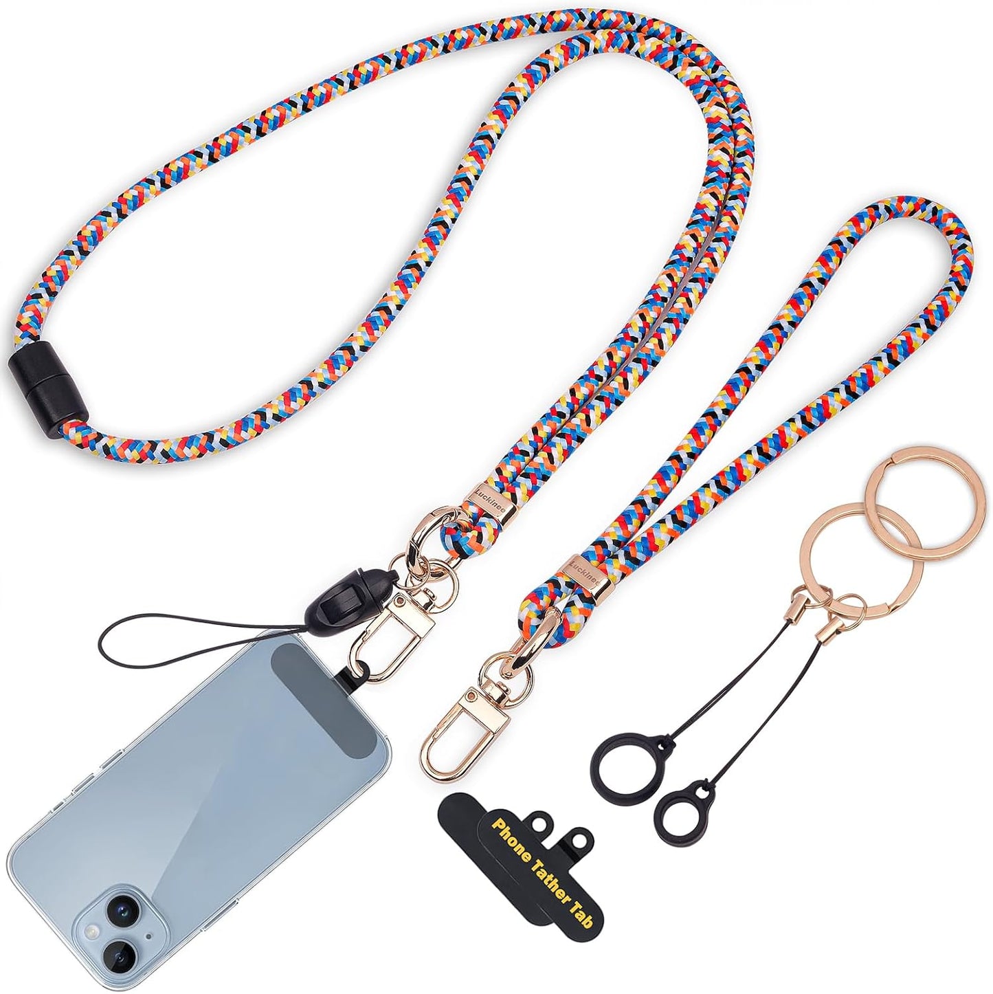 Cell Phone Lanyard with Safety Breakaway Buckle, Phone Neck Strap and Wrist Lanyard Strap, Phone Patches, Keyrings