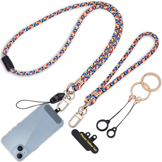 Cell Phone Lanyard with Safety Breakaway Buckle, Phone Neck Strap and Wrist Lanyard Strap, Phone Patches, Keyrings
