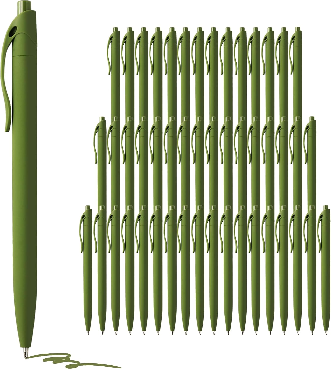 deegtran Pens Bulk, 50 Pack No Bleed Sage Green Click Pen, Wholesale Retractable Ballpoint Pens, Pens Medium Point, Smooth Ink Pen, 1.0MM Sage Green