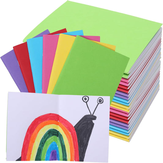 48 Pack Blank Books for Kids to Write Stories, Mini Notebooks Bulk Small Unlined Journals for Arts & Crafts, Drawing, Sketching - 6 Bright, Fun Colors - 4.3 x 5.6 In