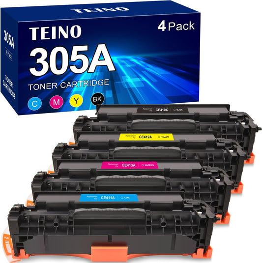 305A Toner Replacement for HP 305A Toner Cartridge 4-piece Combo Pack Compatible for HP Laserjet Pro 400 Toner Cartridges Color M451dn M451nw M451dw M475dn M475dw M351A Laserje Pro 300 MFP M375nw 305X