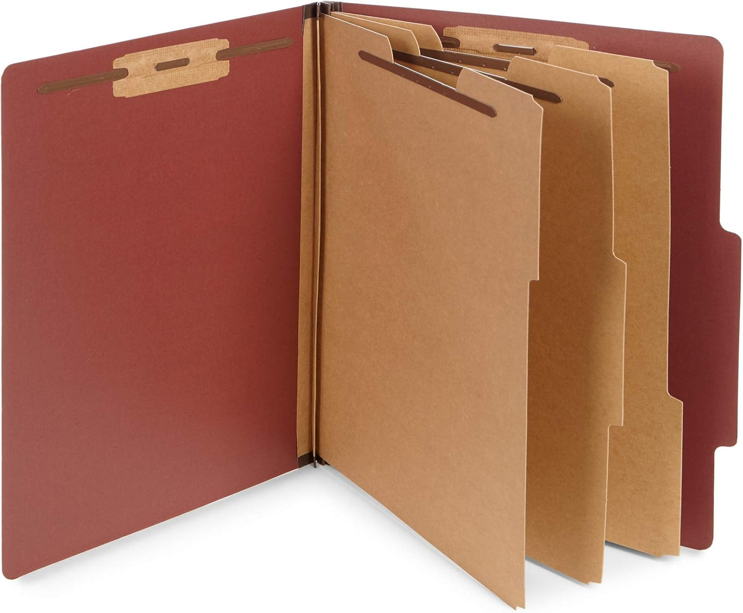 Blue Summit Supplies 10 Red Classification Folders, 3 Dividers, Letter Size with 2 Inch Tyvek Expansions, 8 Section Brick Red Classification Folder, 10 Pack