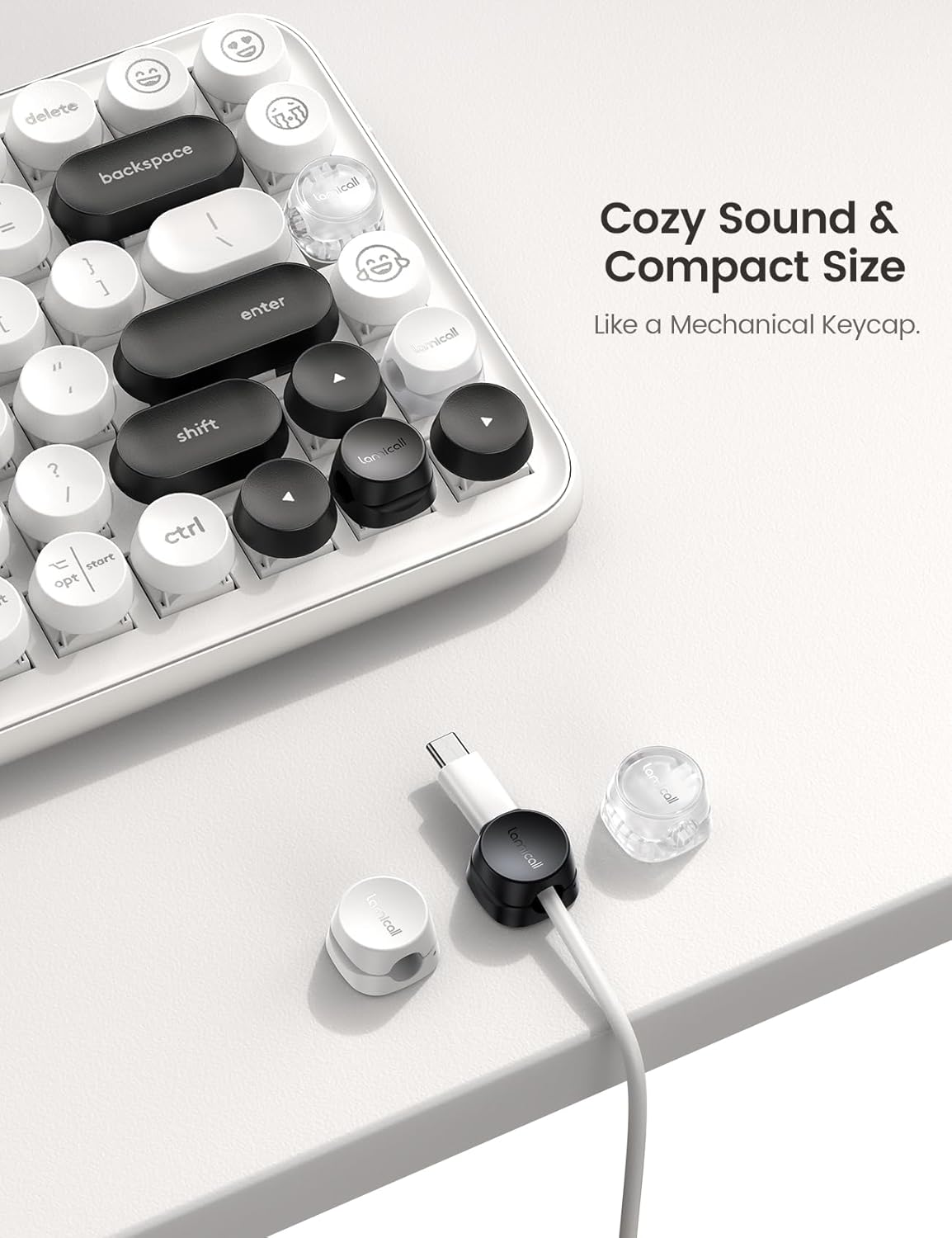 6Pack Cord Organizer, Office Desk Accessories - Lamicall Clear Cable Management Clips, Home Workspace Organization Accessories, Nightstand Wire Keeper Desk Decor, Dorm Room Essentials Desktop Gadgets