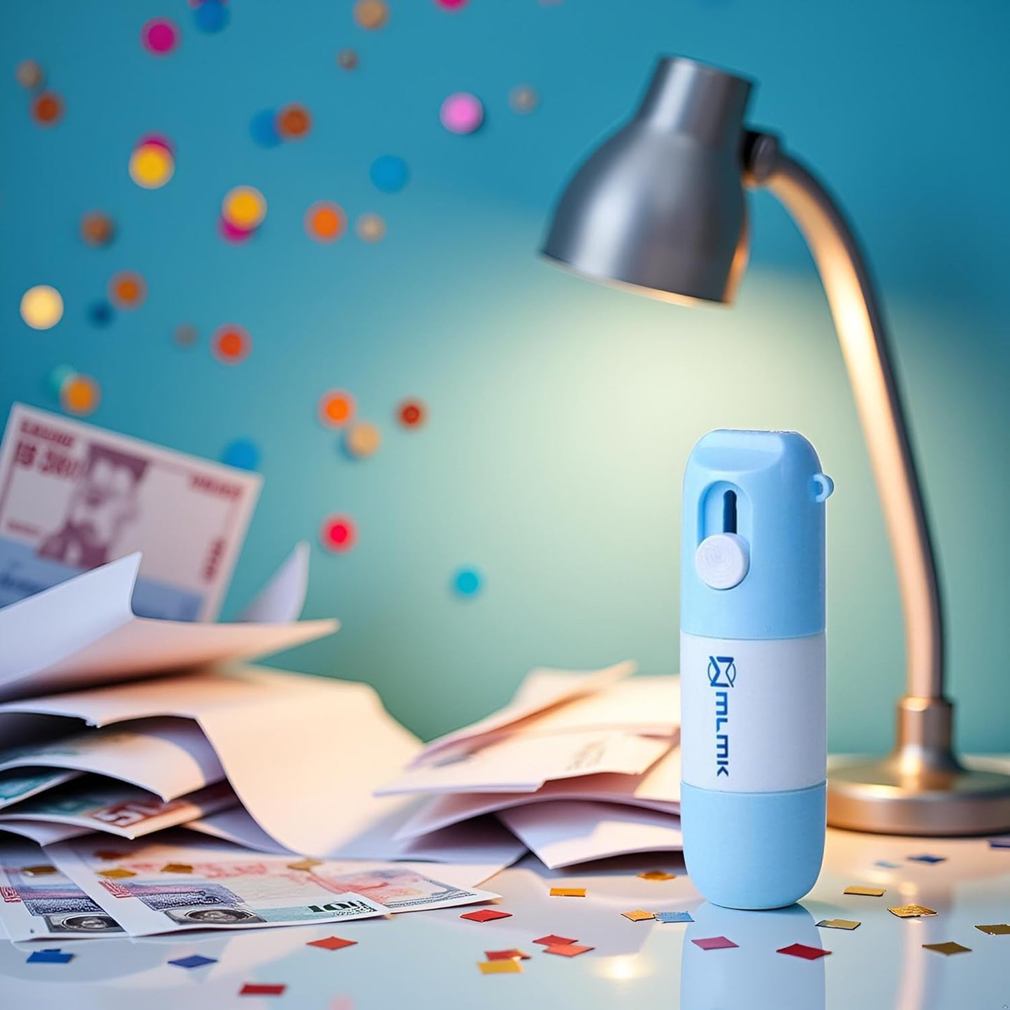 Blue Thermal Paper Correction Fluid with Unboxing Knife,Portable Information Anti-Leakage Protection Correction Fluid,2 in 1 Privacy Protection Artifact for Package Labels Bills