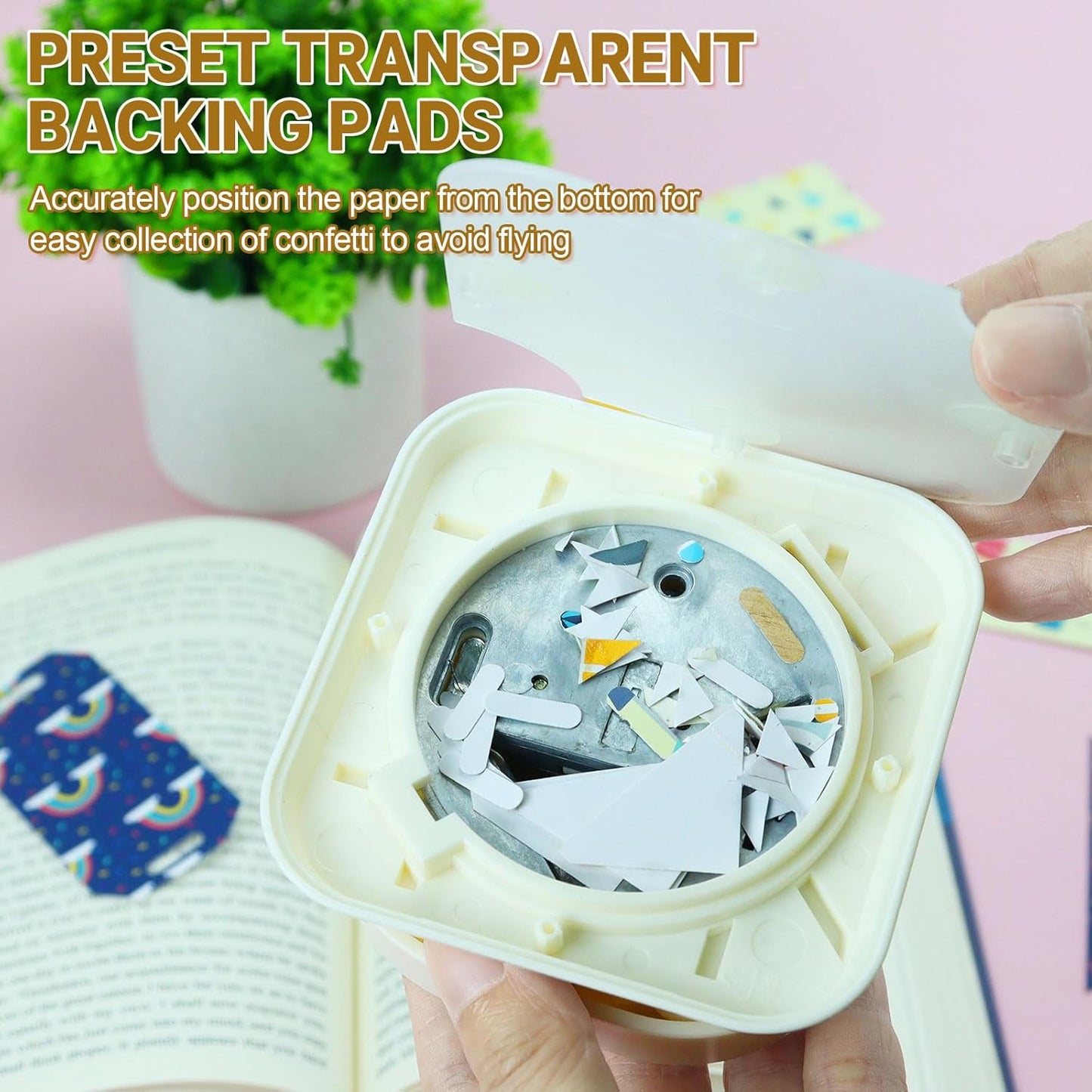 4 in 1 Hole Puncher and Corner Cutter, Bottom Confetti Storage, with One Oval Fish Eye Hole, Dovetail Bevelled Angle Making Scrapbooking Arts Corner Cutter DIY Projects