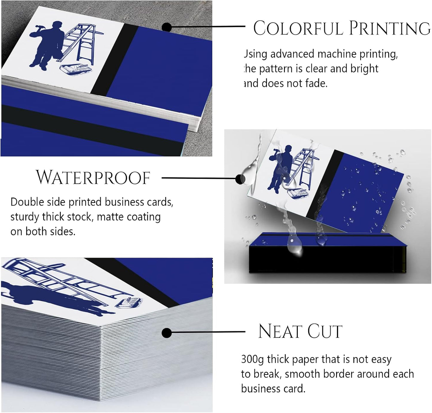 Custom Business Cards Personalized Business Cards for Small Business 300gsm Matte Paper Front & Back Sides Printed 3.5" x 2" - Handyman Template