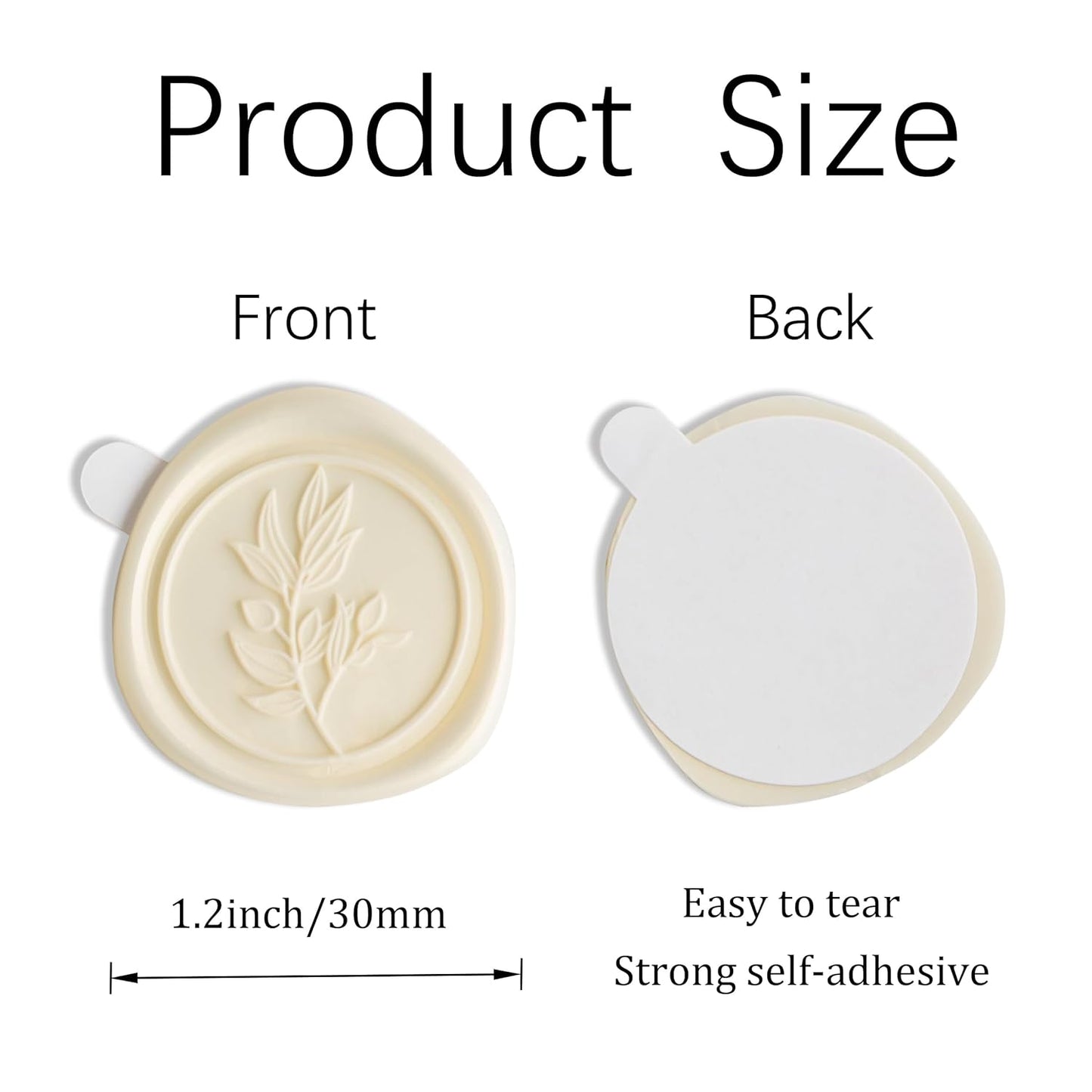 PONATIA Wax Seal Stickers - 50 Pcs Eucalyptus Self- Adhesive Wedding Invitation Seal Stickers, Perfect for Invitation Cards, Envelopes, Christmas, Gift Wrapping, Party (Champagne)