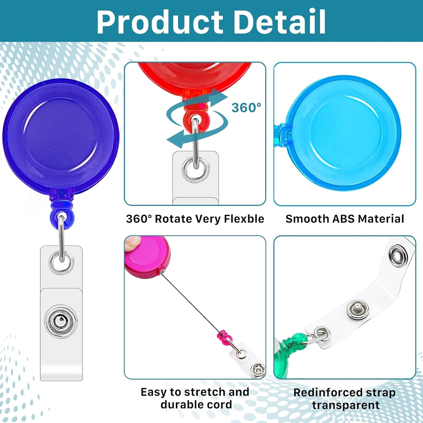 50 Pack Retractable Badge Reels,Retractable Badge Holder Reels with Belt Clip,Badge Reel Clips Holder for Hanging ID Card Key Chain Doctor Nurse Teachers Students Office Workers (Multi Color)