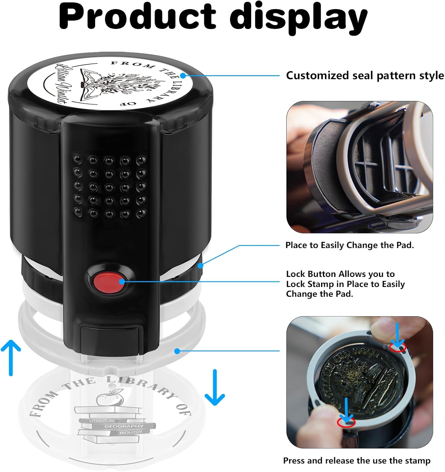 Custom Self-Inking Stamps | Personalized Book Stamp Gift for Book Lovers | 5 Ink Colors (Style11)