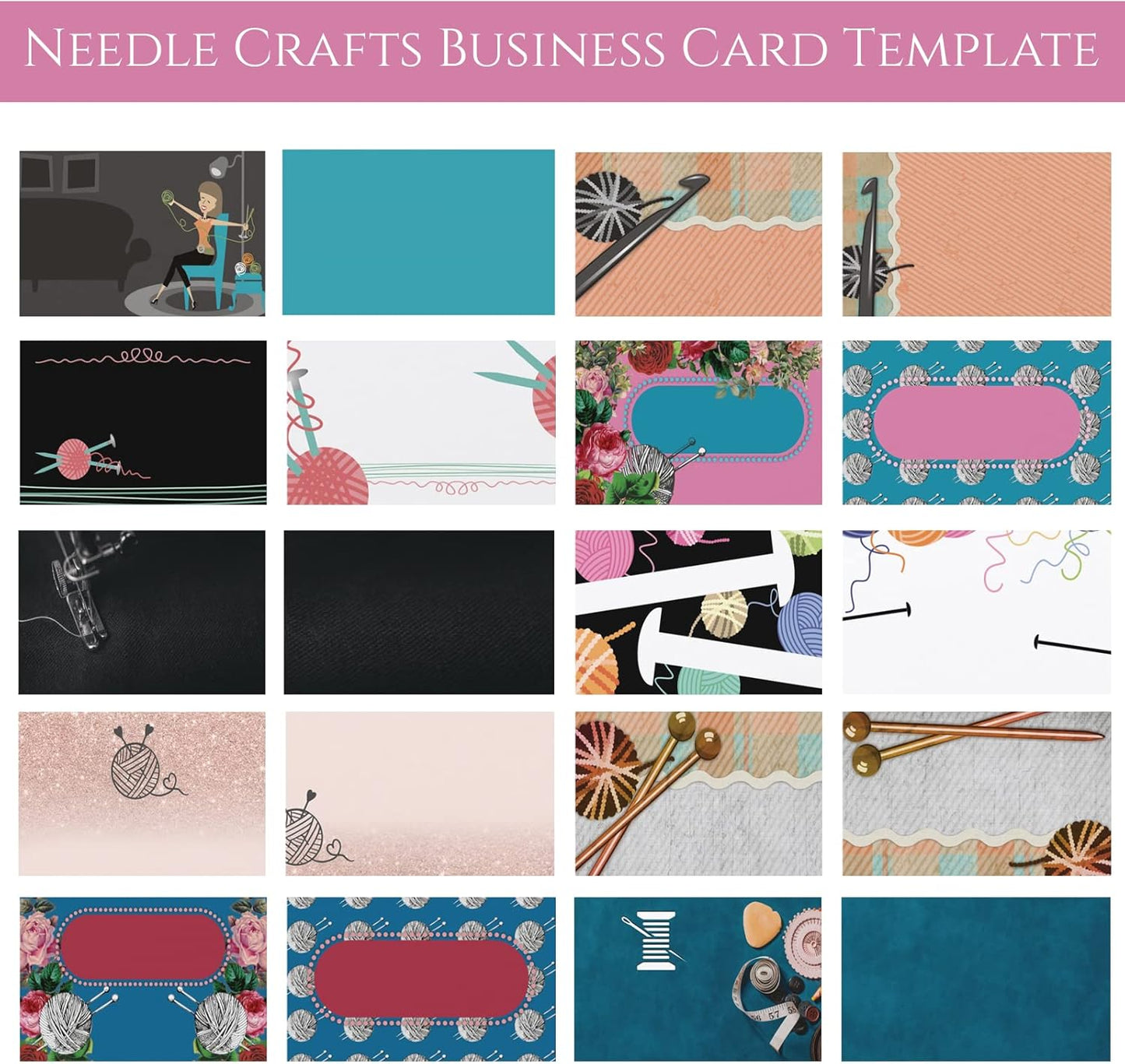 Custom Business Cards Personalized Business Cards for Small Business 300gsm Matte Paper Front & Back Sides Printed 3.5" x 2" - Needle Crafts Template