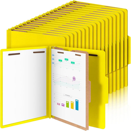 36 Pcs Classification Folders Letter Size, 1 Divider Pressboard File Folder with Fasteners, Expanding File Organizer Bulk for Teachers, Clergy, Office, Church, Christmas Donations (Yellow)