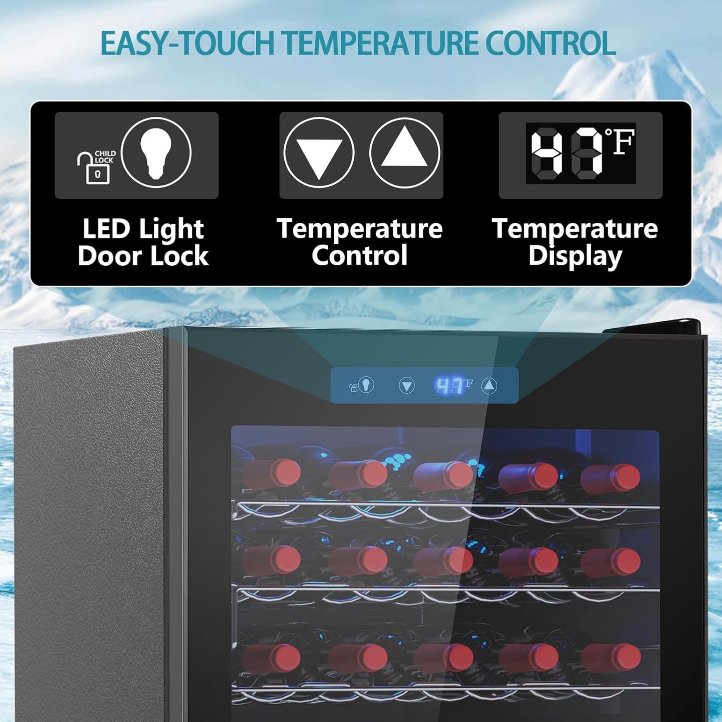 COWSAR 37 Bottle Wine Fridge, ETL Approved Freestanding Beverage Refrigerator with Smart Temp Control, 4.45 Cu.Ft. Mini Fridge Wine Cooler with Child Lock& Wavy Wire Shelves for Kitchen Bar, Black