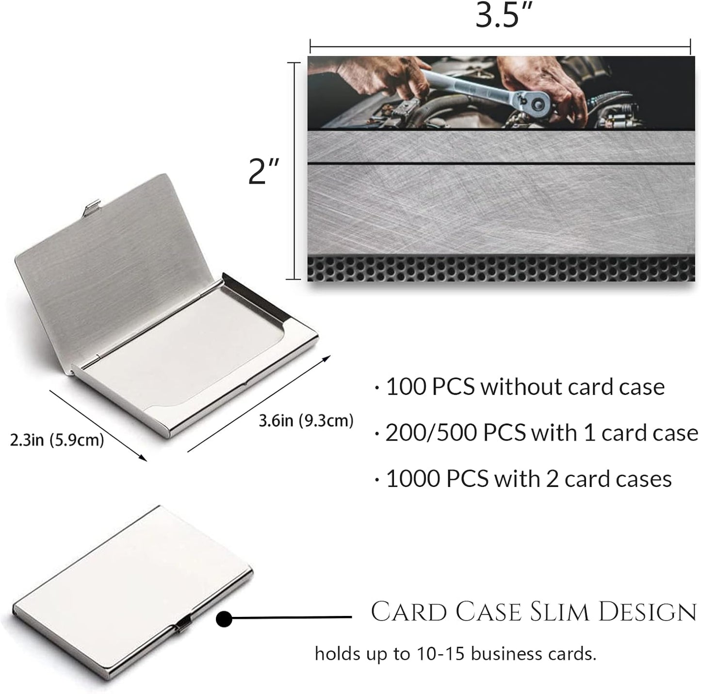 Custom Business Cards Personalized Business Cards for Small Business 300gsm Matte Paper Front & Back Sides Printed 3.5" x 2" - Mechanic Template
