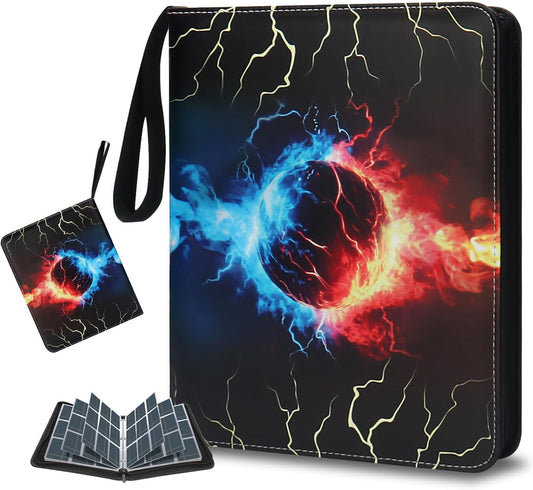 Card Binder 900 Pockets, Trading Card Binder 9-Pocket Card Holder Binder fits 900 Cards with 50 Removable Card Sleeves and Zipper Card Collection Binder for Boys and Girls Organized