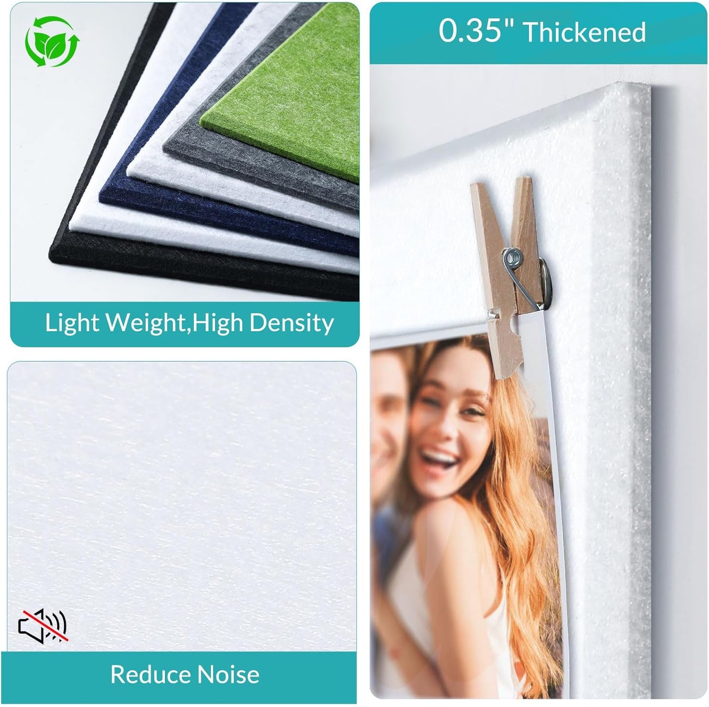 Cork Board for Walls 48" x 36" - White Bulletin Board - 12 Pack Felt Wall Tiles with Safe Removable Adhesive Tabs - Large Corkboard for Office Classroom Home Decor - Snow White