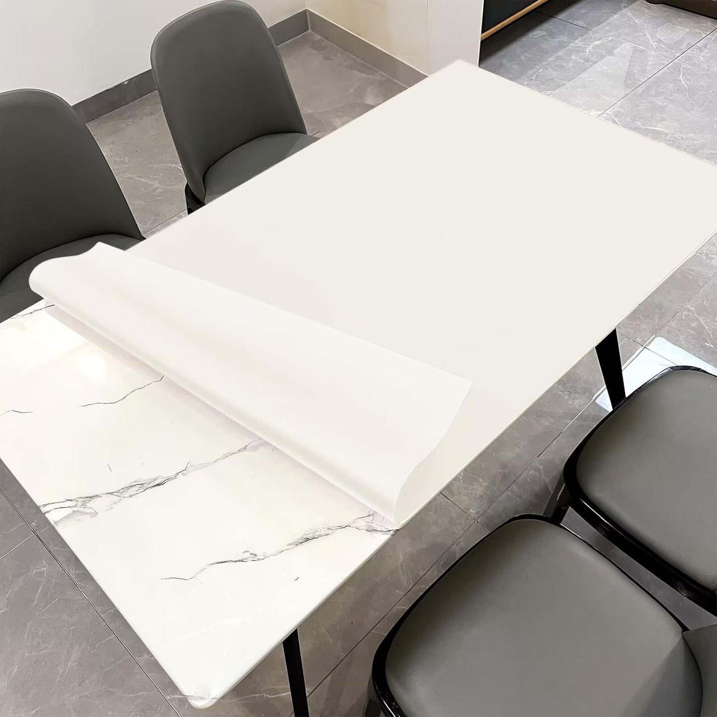 Leather Table Cover,1.8mm Thick,36x48 Inch Table Protector,Table Protector for Dining Room Table,Table Pads for Dining Room Table.(White+White,36x48)